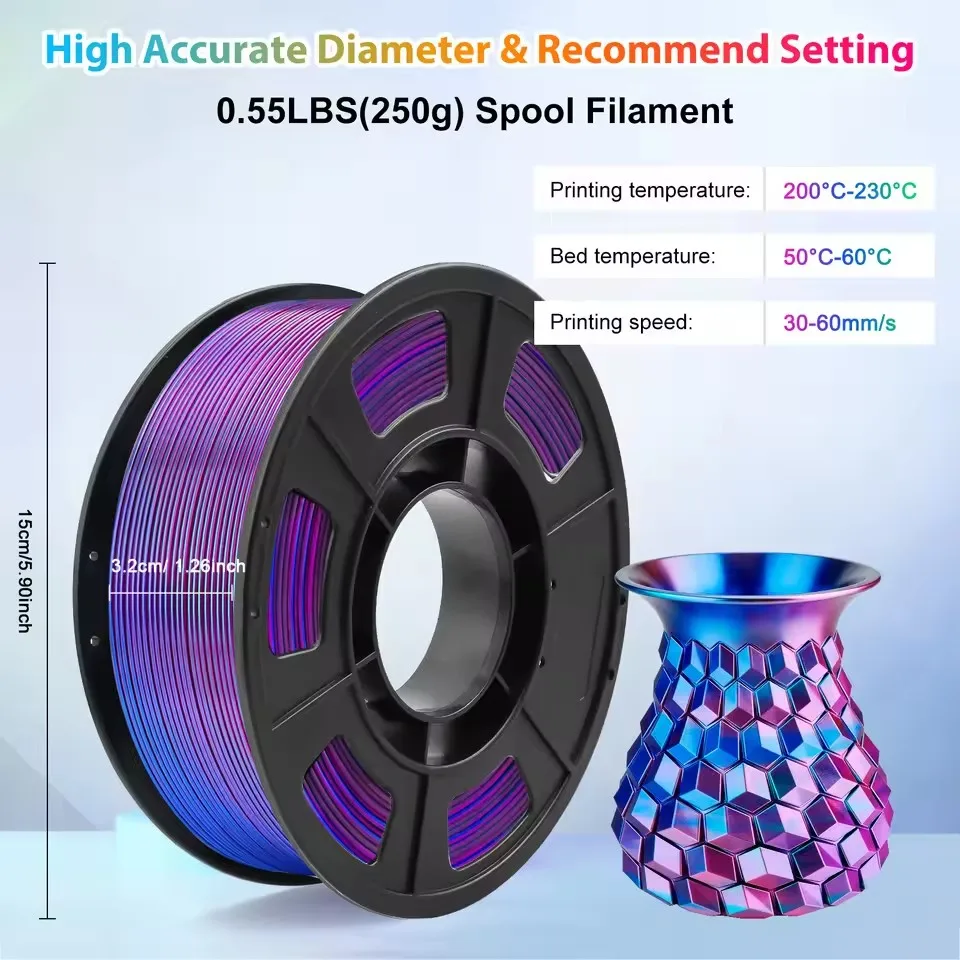 Antinsky PLA Dual & Tri Color Silk Filament 250g High Speed Clear Basic PLA Filament