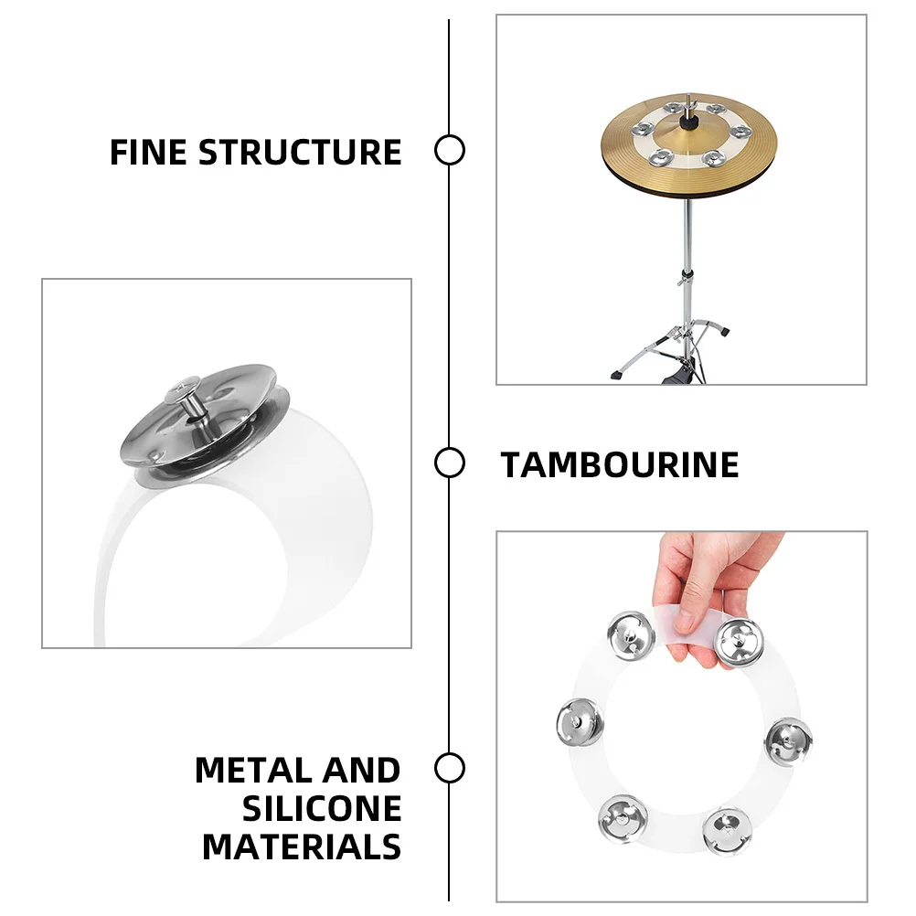 

2 Pcs Hi-hat Ring Cymbal Drum Bell Tambourine Metal Tambourines with Hand Mini Musical Percussion
