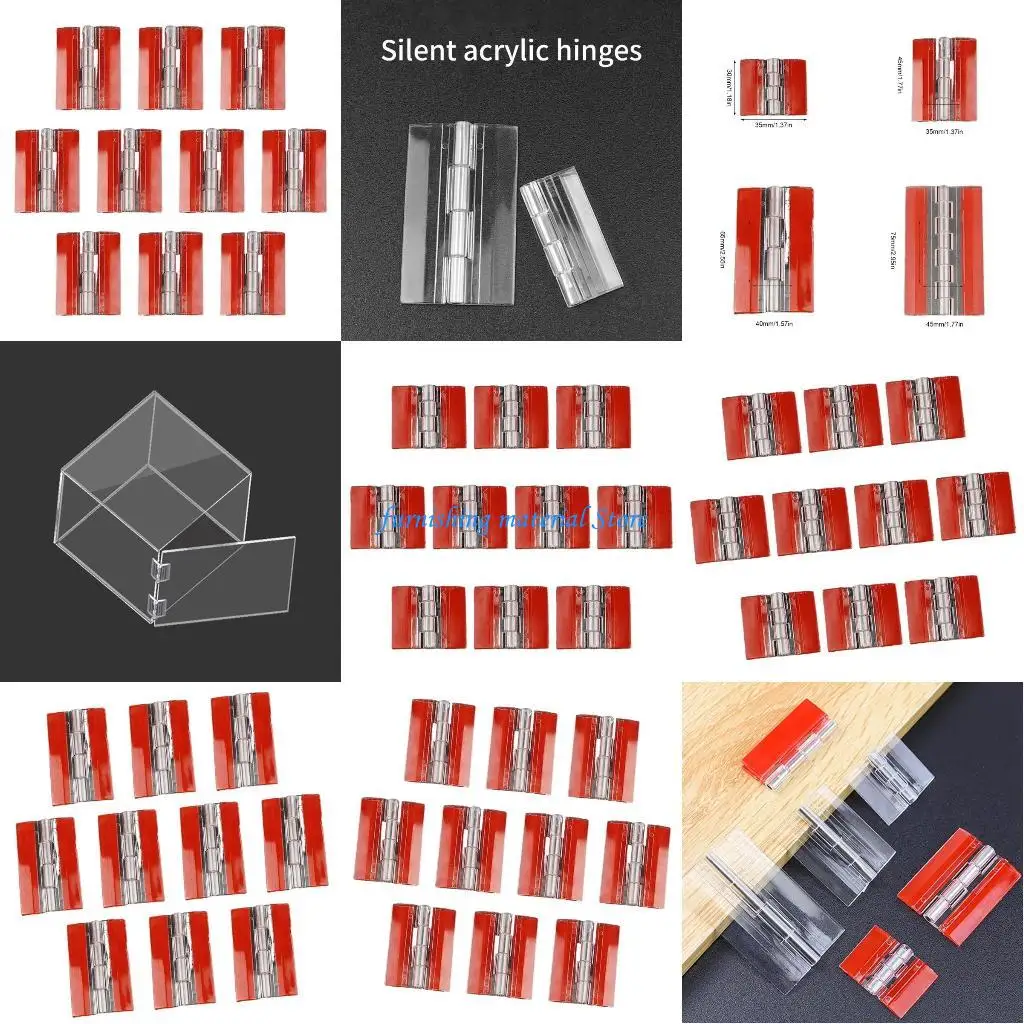 

Y5GD 10pcs Clear Adhesive Acrylic Hinges Folding Hinges for Home & Office Use