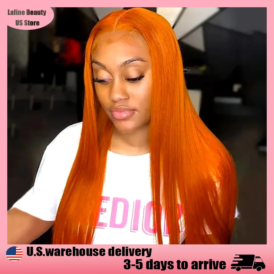 

Lafino 36 Inch 13x6 Hd Lace Frontal Wig Straight 13x4 Lace Front Wigs Colored Orange Ginger Human Hair Wig Brazilian Hair