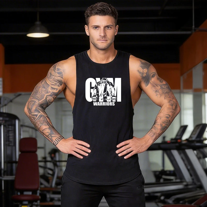 

Men's Running Vests Gym Warriors Clothing Summer Cotton Fitness Tank Tops O-Neck Casual Jogging Bodybuilding Sleeveless Shirt
