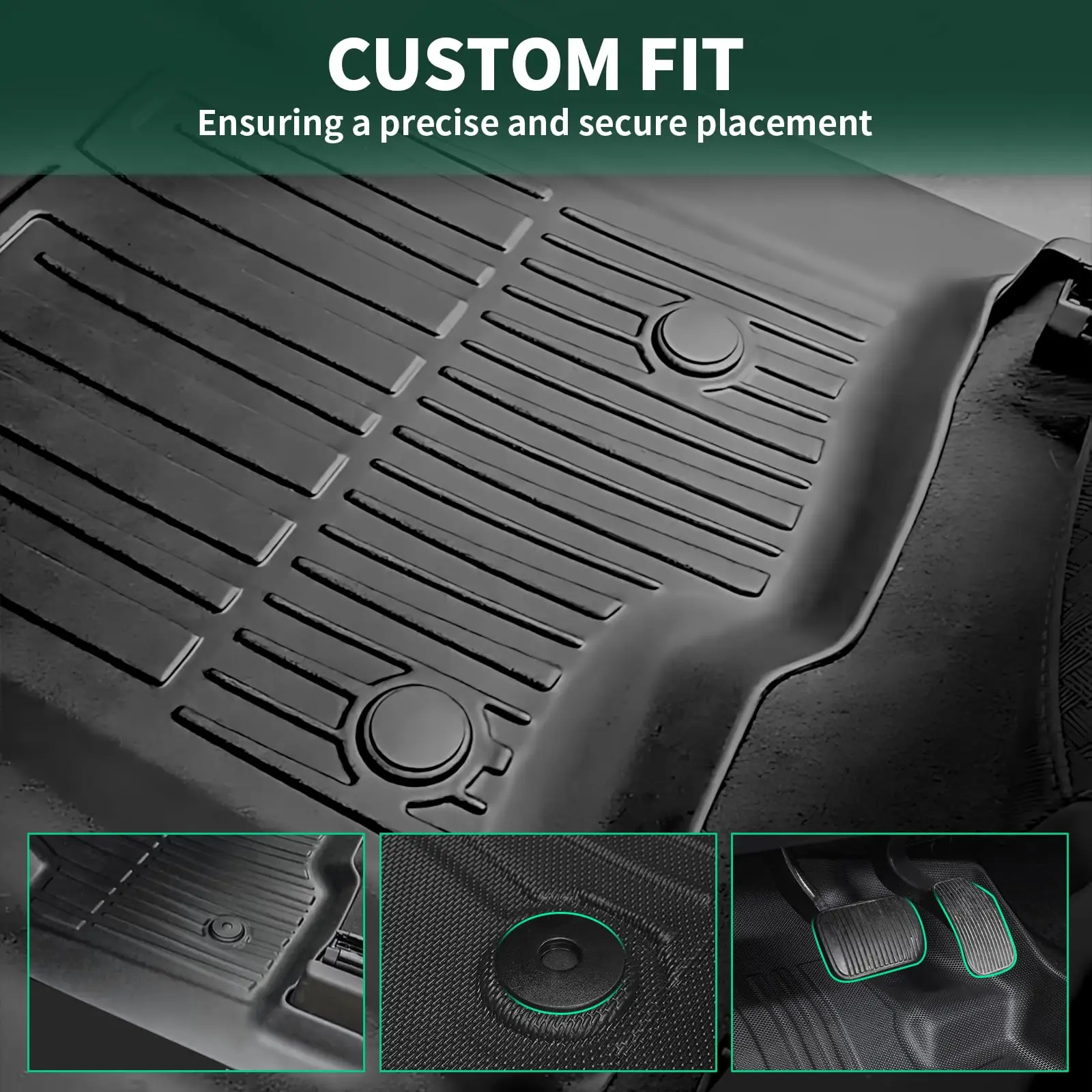 سجادات أرضية لسيارة تشيفي سيلفرادو/جي إم سي سييرا 1500/2500HD/3500HD بدون صندوق تخزين المقعد الخلفي، مقعد المقعد الأمامي #4