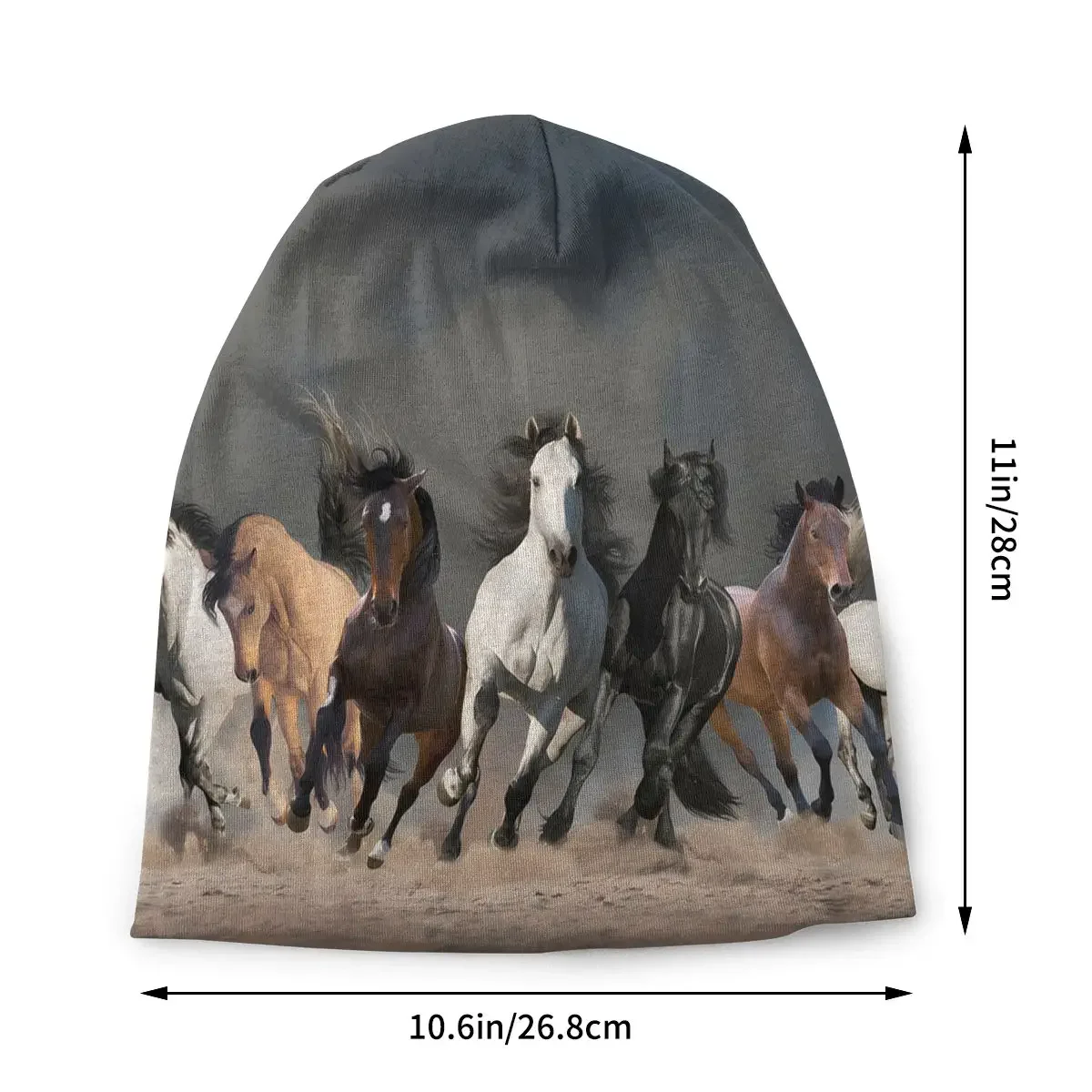 Thin Bonnet Hats Galloping Horses Men Women's Herd Horses Cap Hip Hop Skullies Beanies Caps