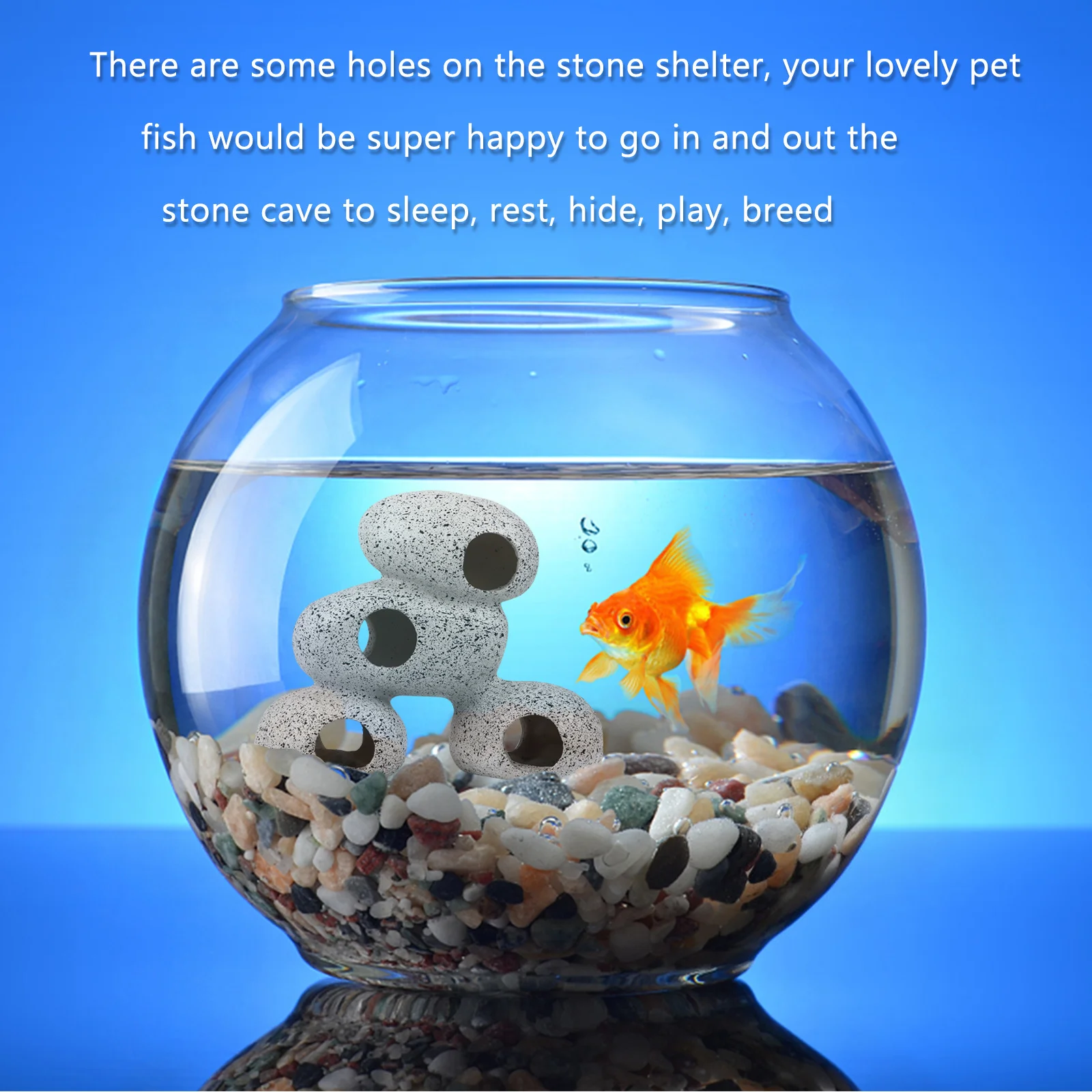 

1Pcs Fish Tank Decor Artificial Resin Stone Cave for Aquarium Ornament Small Holes Shelter Habitat Landscape Accessories