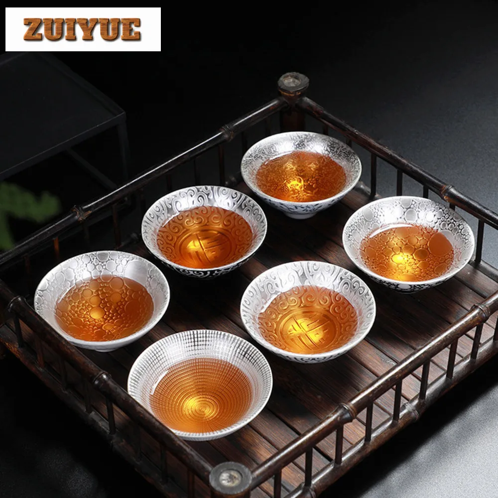 High-grade Silver-plated Ceramic Tea Cup Mugs for Tea Cups Japanese Te Cup Jingdezhen Mug Teacup Teacups Set Bowl Puer Chinese