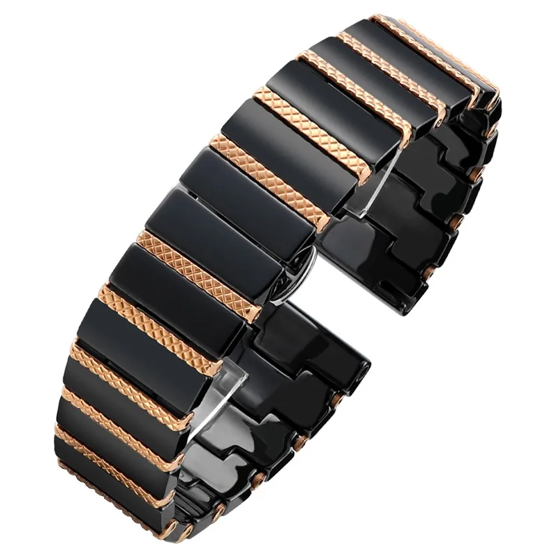 20mm 22mm Luxury Ceramic Steel Black Strap For Samsung Galaxy Watch4 S3 Huawei Amazfit Gts Watch Band Bracelet Wristband Belt