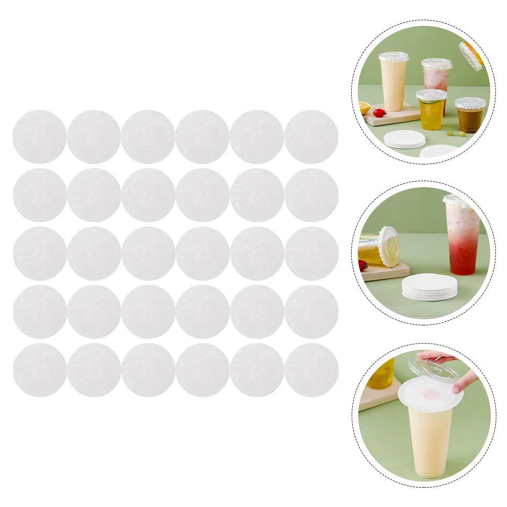 

500 Sheets Paper Doilies Sealed Drink Mats Leak-proof Pads Sealing Films Round White Cup Papers Spill Coffee