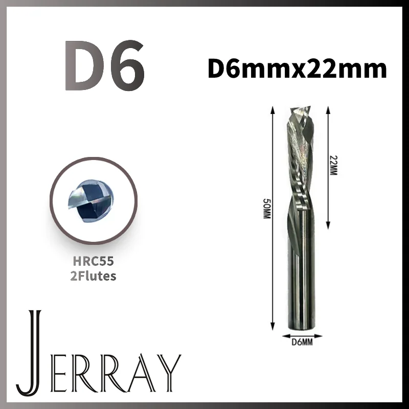 

D6mmx22mm HRC55 UP & DOWN Cut 2 канавки Спиральные твердосплавные фрезы для фрезерных станков с ЧПУ Компрессионные концевые фрезы по дереву