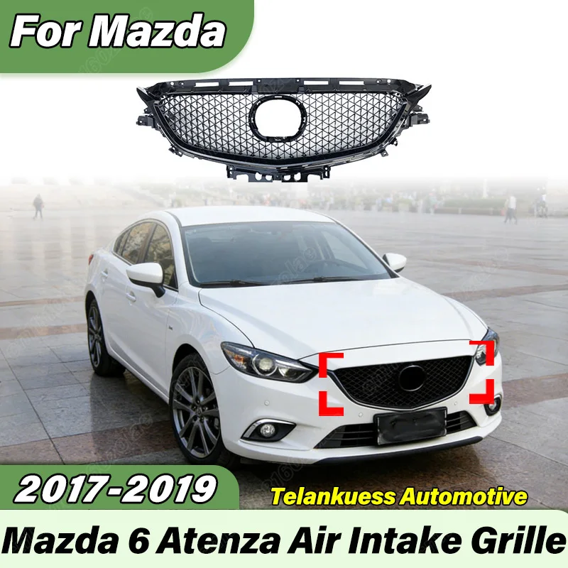 

For Mazda 6 Atenza 2017 2018 2019 Car GJ Style Front Bumper Air Intake Grille Sports Racing Radiator Protective Cover Body Kit