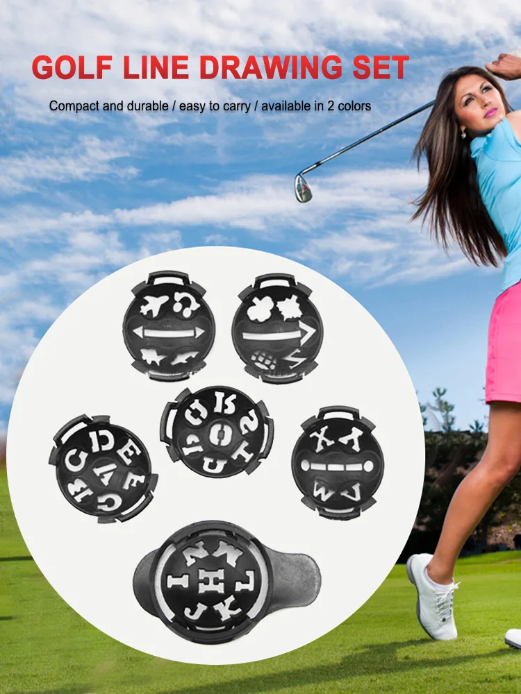 7 stücke Golf Linie Zeichnung Gerät Professionelle Hohl Zeichnung Ausrichtung Markierungen Zeichen Werkzeuge Golf Ball Linie Liner Marker Set