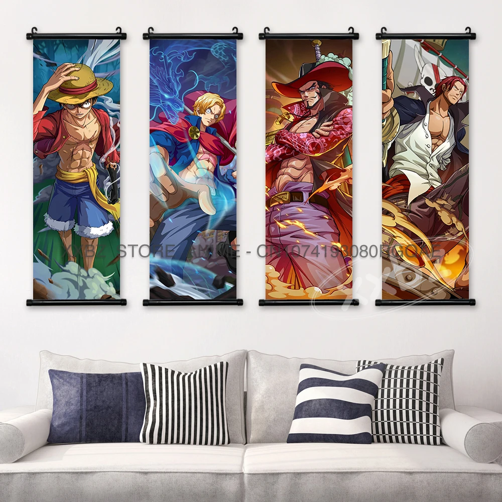 ONE PIECE Scrolls Picture Ace Canvas Home Decor Sabo Hanging Painting Anime Poster Sanji Latest Interior Bedroom Zoro Wall Art