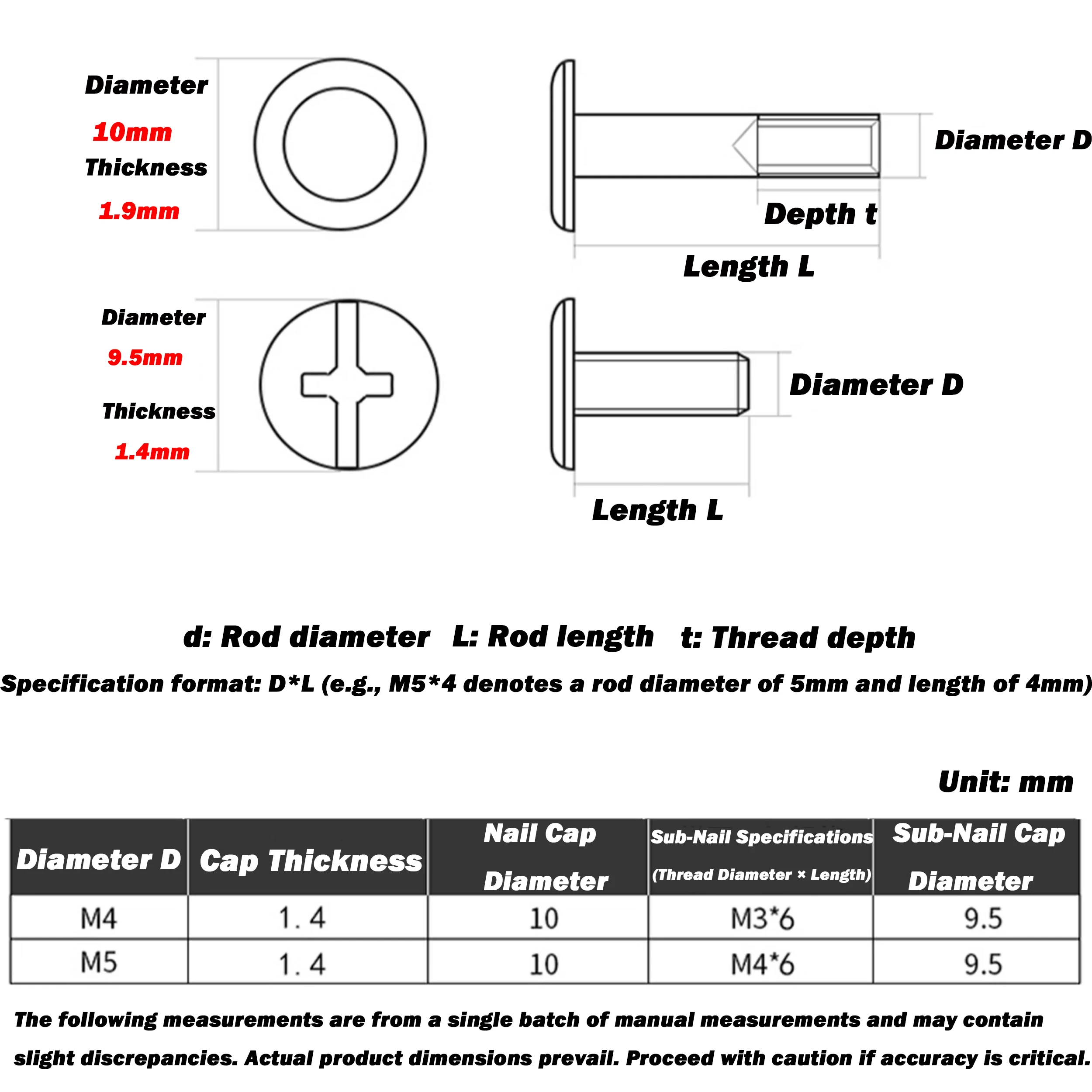 Leijiu M4 M5 Black 304 Stainless Steel Leather Bag Belt Photo Scrapbook Album Book Post Binding Rivet Butt Screws