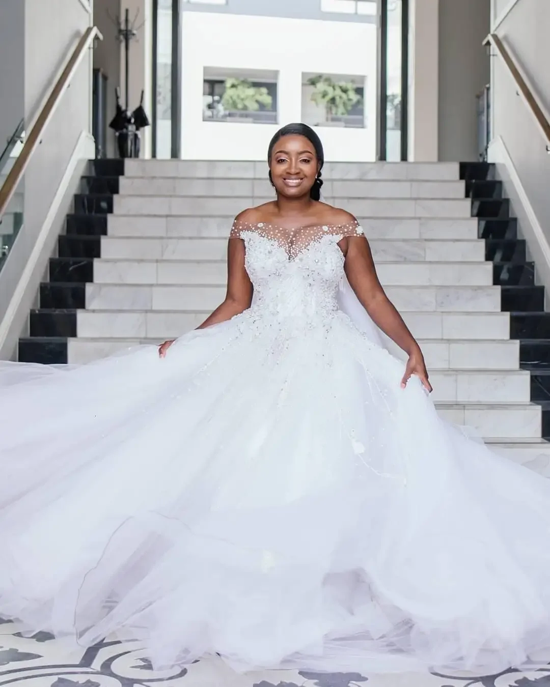 Robe de Mariée de Grande Taille Personnalisée, Ligne A, en Dentelle, avec Appliques et Perles, sur Mesure