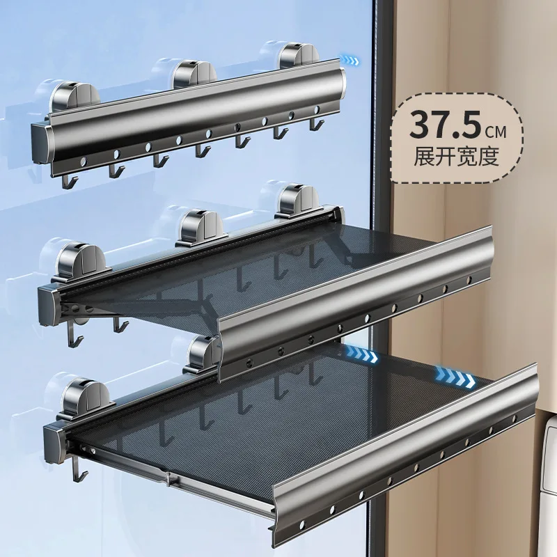 Double telescopic invisible clothesline balcony non-punching indoor wire rope clothesline telescopic folding drying artifact