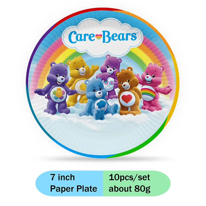 MINISO Care Bears Rainbow Bear Theme Birthday Party decorate paper cup plate cake boy & girl gender reveal baby shower supplies