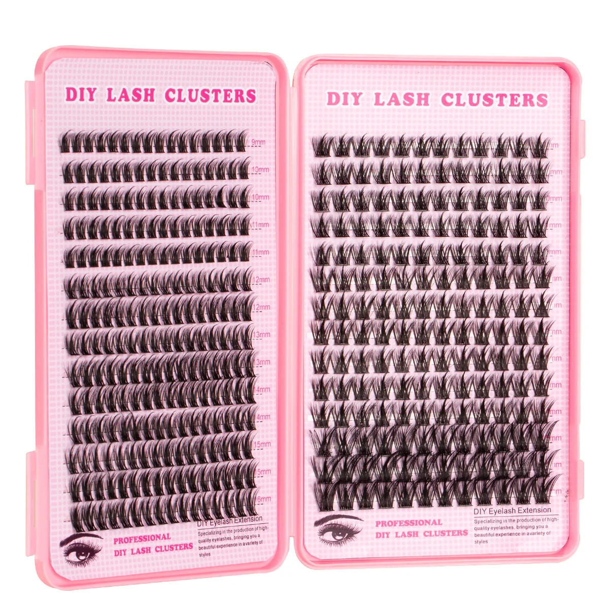 DIY-Cluster, Wimpern, natürliche Wimpernverlängerung, Schwalbenschwanz, segmentierte Wimpern mit Bindung und Siegel, Wimpernpinzette