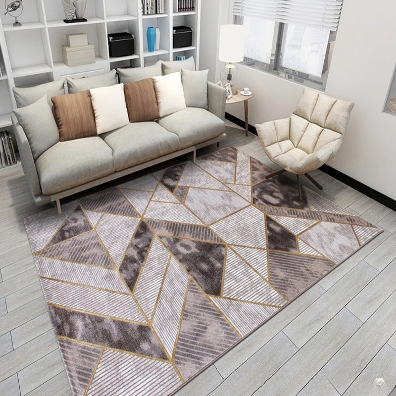 Light luxury style gray living room carpet bedroom study carpet full of business metal texture