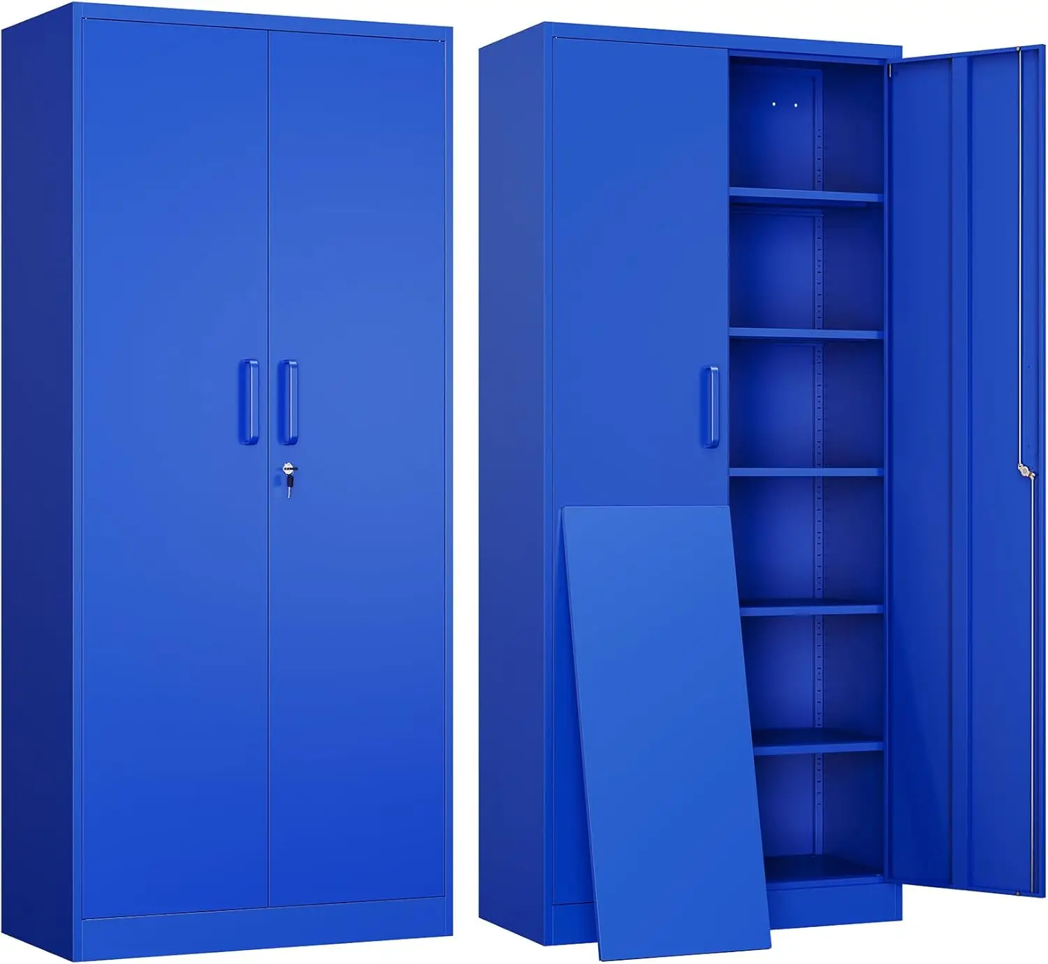 Garage Storage Cabinet with 2 Doors and 5 Adjustable Shelves - 71