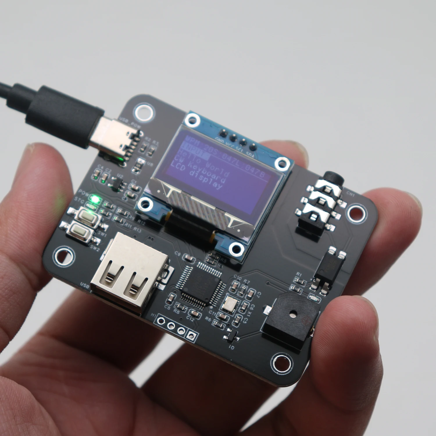 CW Keyboard with OLED Digital Display Morse Code Signals Input for Amateur Radio Transmission Computer USB Electronic Keyer