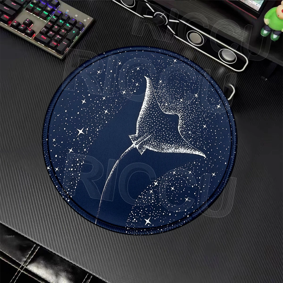 Anime Marine Organism Round Small Desk Mat Whale Shark Galaxy Mouse Pad E-SportsGaming Keyboard Mousepad Office PC Accessories