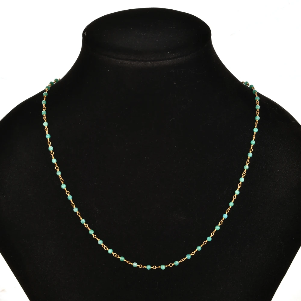 Neue Naturstein-Perlenkette für Damen, Goldfarben, Modeschmuck, Mehrreihige Perlenkette für Frauen, Großhandel – Detail 3