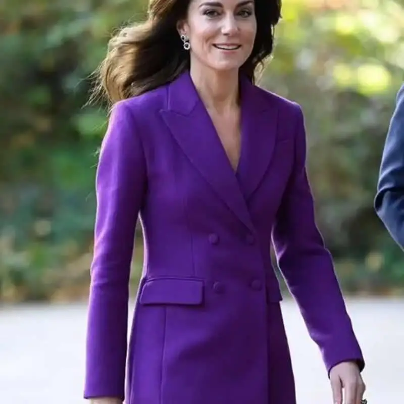 2024 Kate Princess Purple Suit Jacket Long Sleeve Double Breasted OL Trousers Set