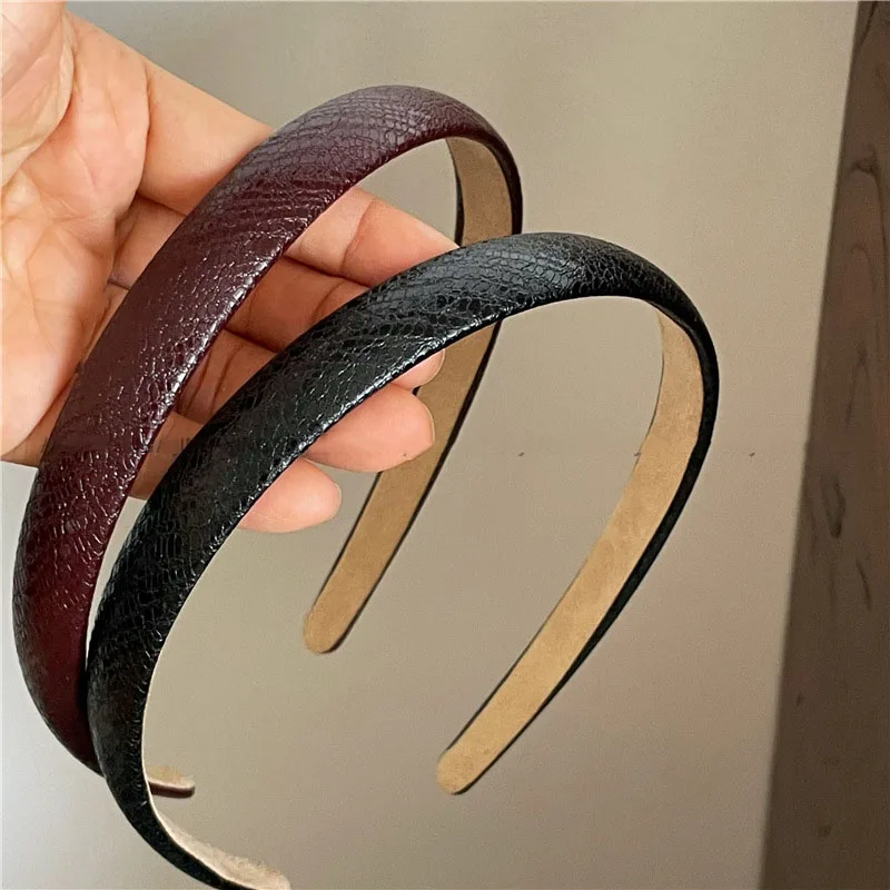 2pc Korean Good Quality PU Headband Minimalist and Versatile Advanced Color Hair Bands Women Girls Hair Accessories