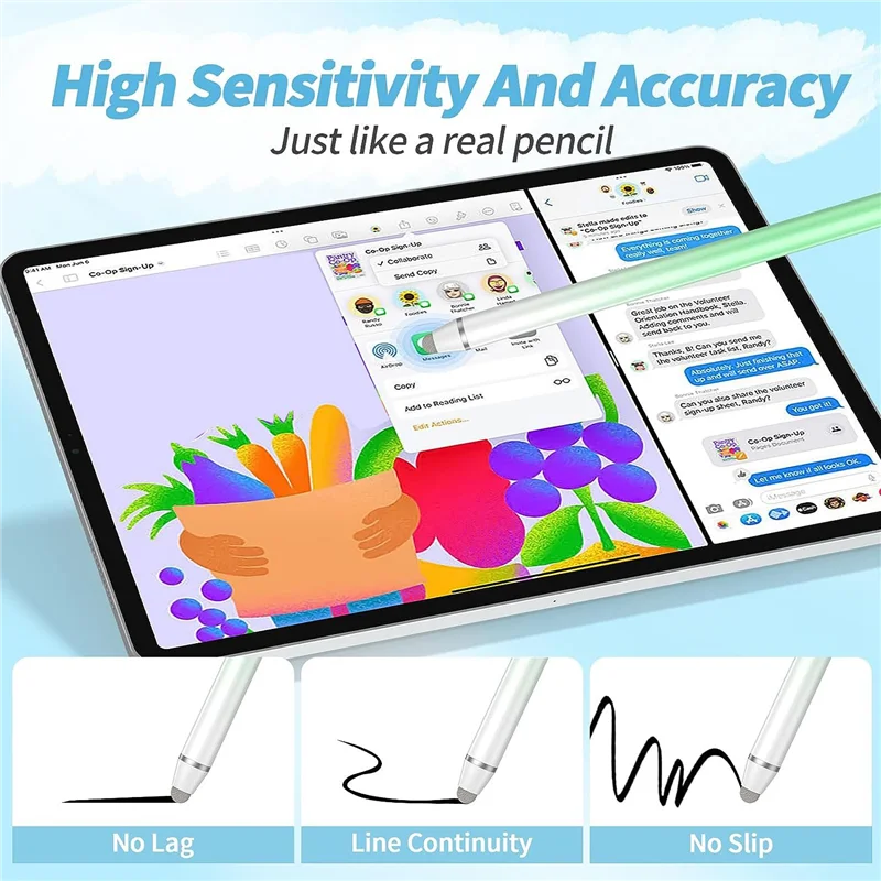 2PCS Touch Pens,High Sensitivity Fiber Tips,Fit For Iphone/ Tablet And All Touch Screens -A