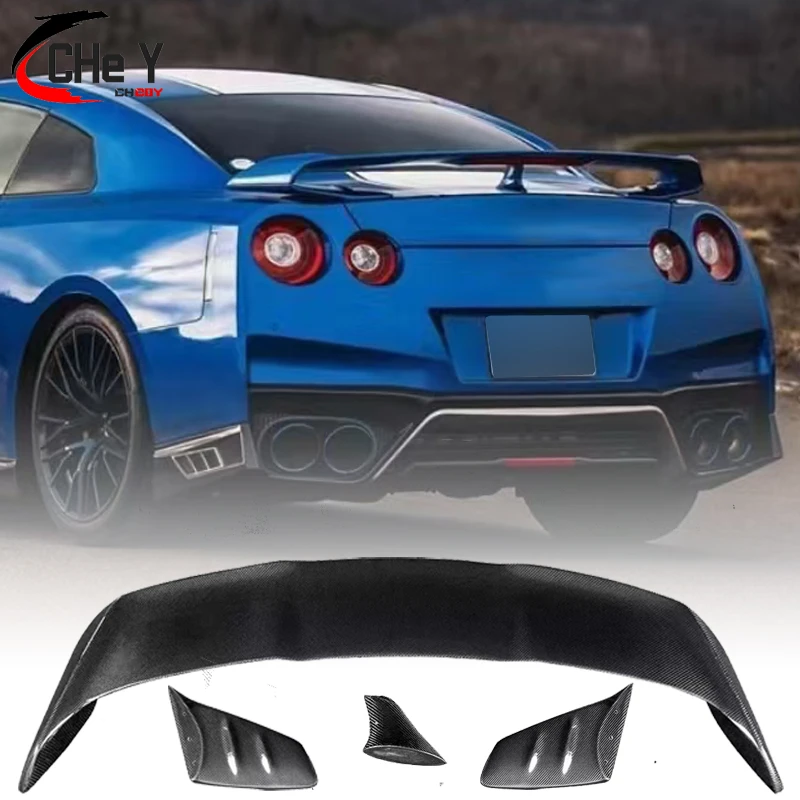 For Nissan GTR R35 MY17 Varis Style Carbon Fiber Material Rear Trunk Lid Duck Spoiler Wings Body Kit Tuning GT-R Accessories