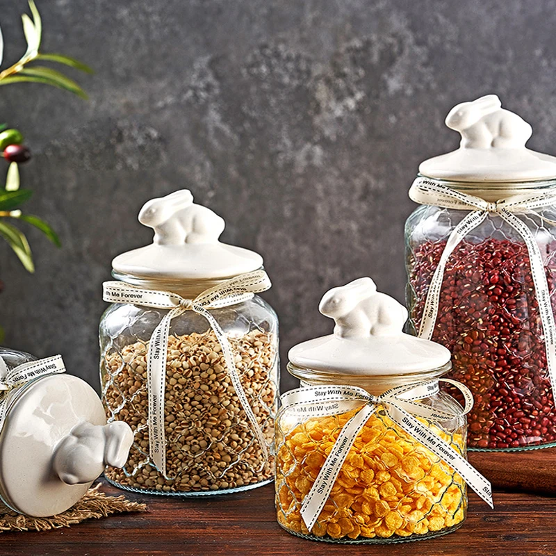โถแก้วเก็บของ ฝาเซรามิกรูปกระต - Food Storage Set Glass บทวิจารณ์และราคา
