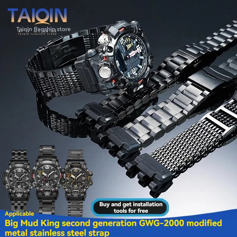 GWG 2000 Modified Stainless steel Watchband For Casio G-SHOCK 5678 GWG-2000 GWG-2040 solid metal Strap Bracelet Wristband