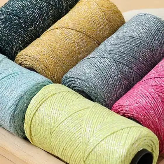 

Silver Wire Hollow Cotton Thread Round Strand Silver Stream Cotton Thread Hand-woven Diy Broken Silver Bag Hat Round Strand