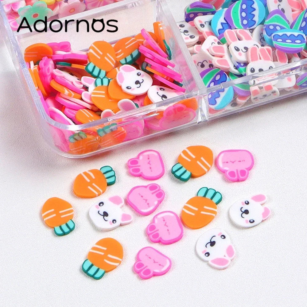 Mixed Easter Egg Cartoon Rabbit Polymer Clay Slices Sprinkles Slime Mold Resin Filler Accessories DIY Crafts Art Manicure Decor