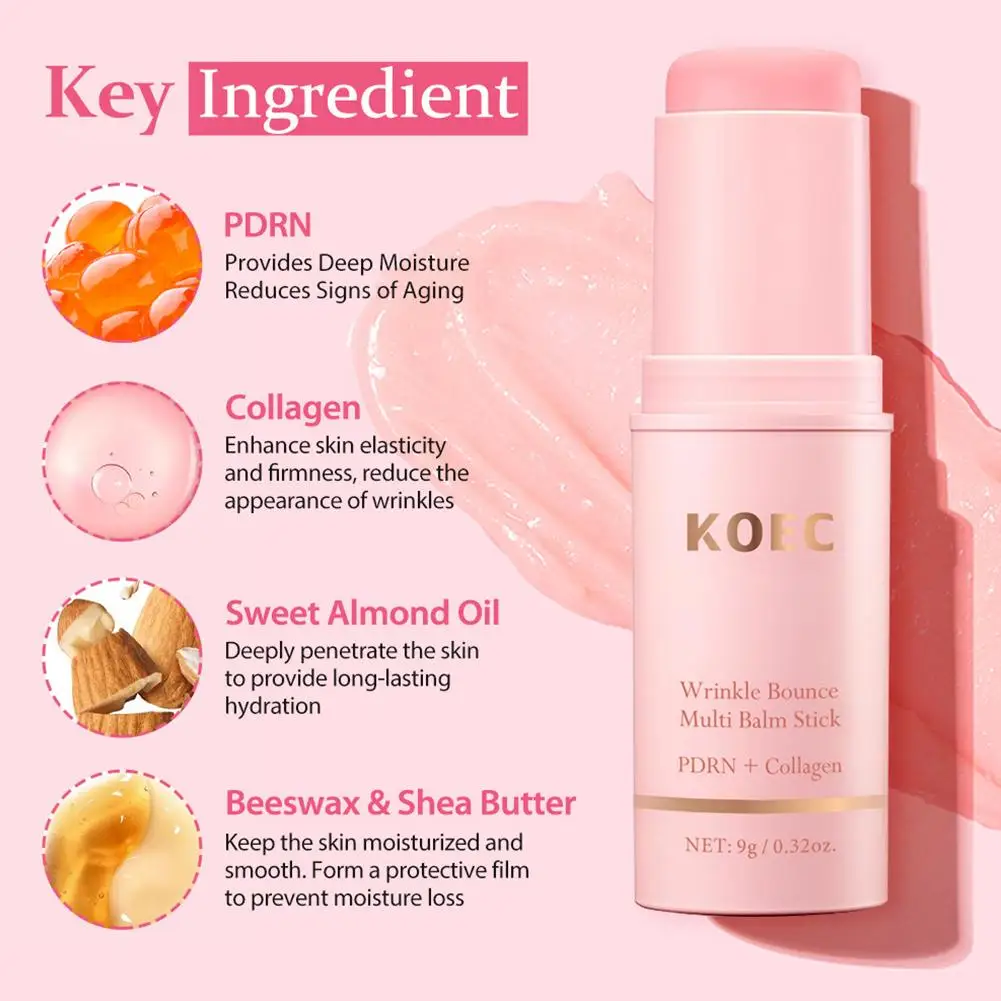 Zdjęcie 3: KOEC Wrinkle Bounce Multi Balm Stick PDRN Collagen Przeciwzmarszczkowy Balsam w Sztyfcie Nawilżający Ujędrniający Redukujący Zmarszczki Przenośna Pielęgnacja Skóry