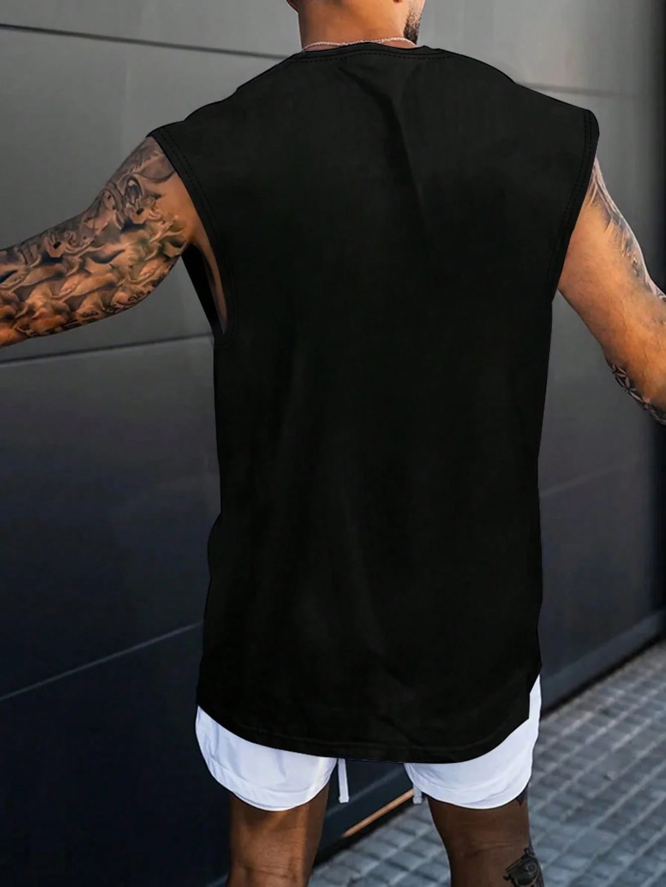 Summer 100% Pure Cotton Men's Fashionable Casual Loose Sailing Anchor and Compass Pattern Printed Fitness Sports Sleeveless Vest