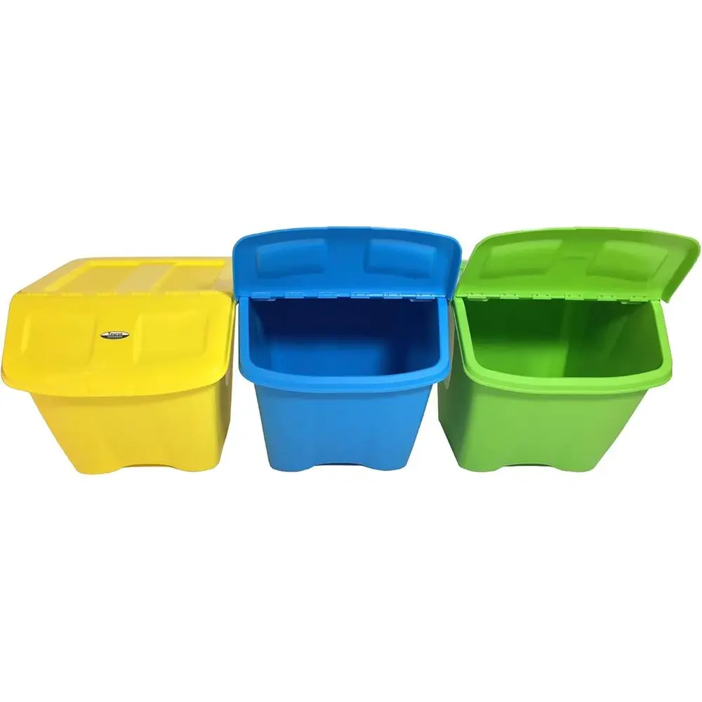

Stackable 10-Gallon Shutter Storage Bins Set of 3