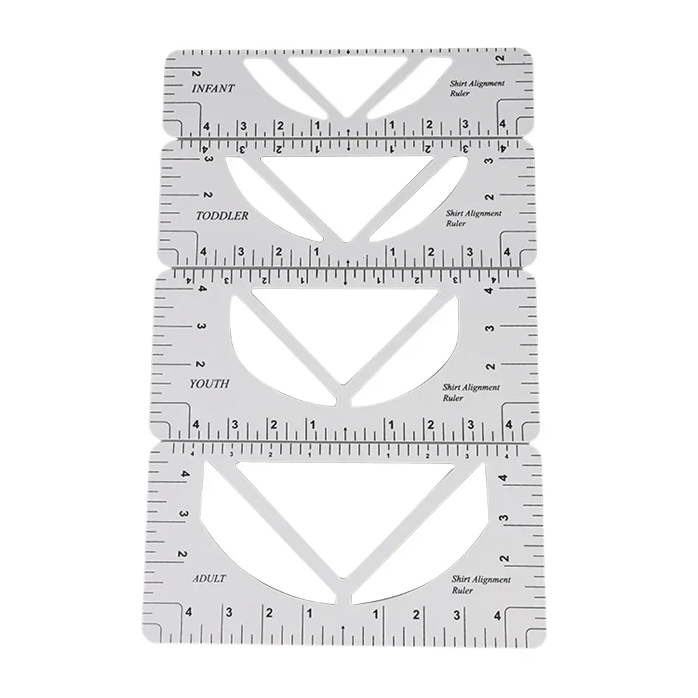 Multi-Functional 4 In 1 V Shaped Ruler Four-Piece Set T-Shirt Guide Calibration Tool Sewing Alignment Tool Sewing Accessories