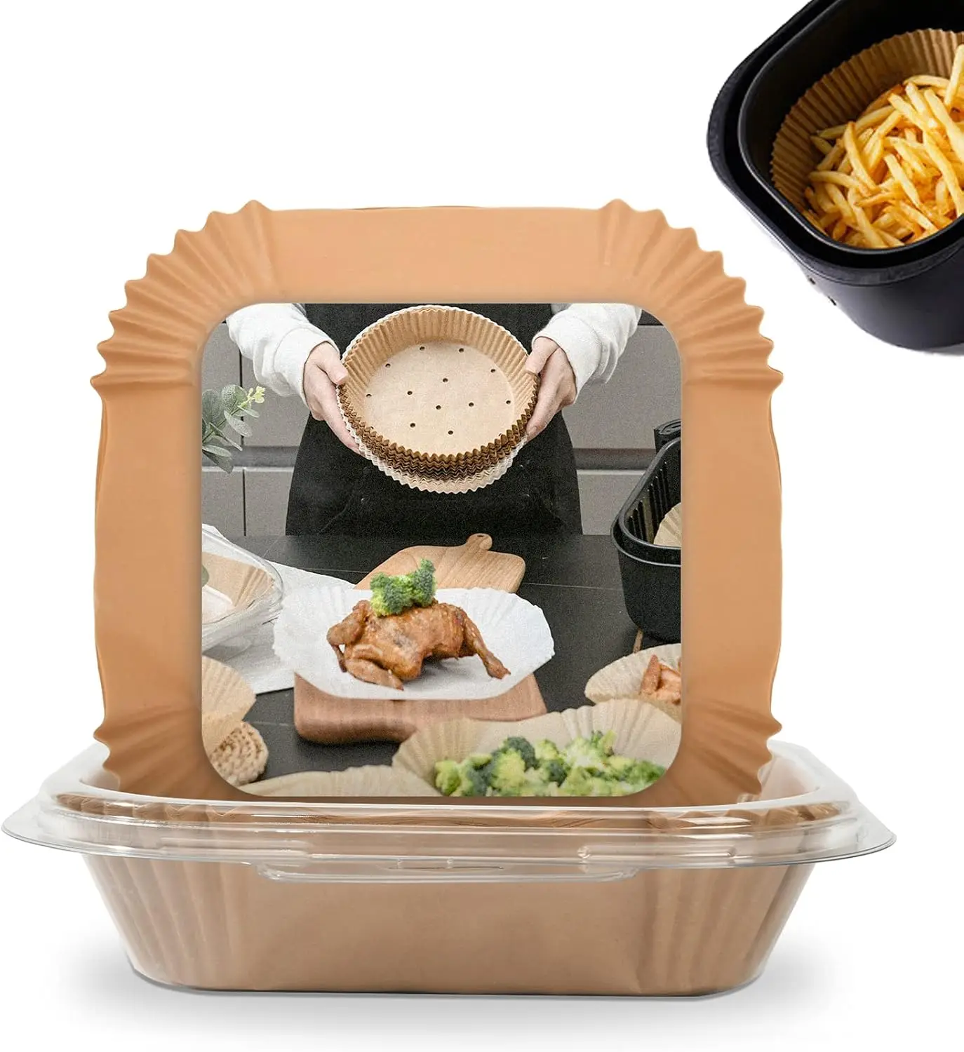 

[3-Size] Air Fryer Disposable Paper Liner Compatible with COSORI AirFryer Toaster Oven, Non-stick Air Fryers Parchment Paper Bak