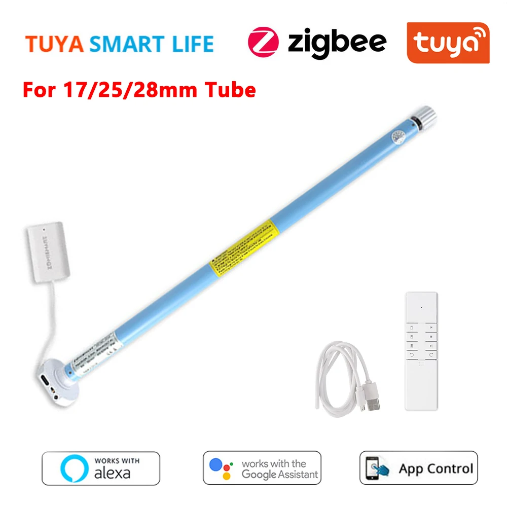 Tuya Smart Roller Shade Motor Electric Motorized Zigbee Recharge Motor for 17 25 28mm Tube Roller Shade Blind Motor Alexa Google