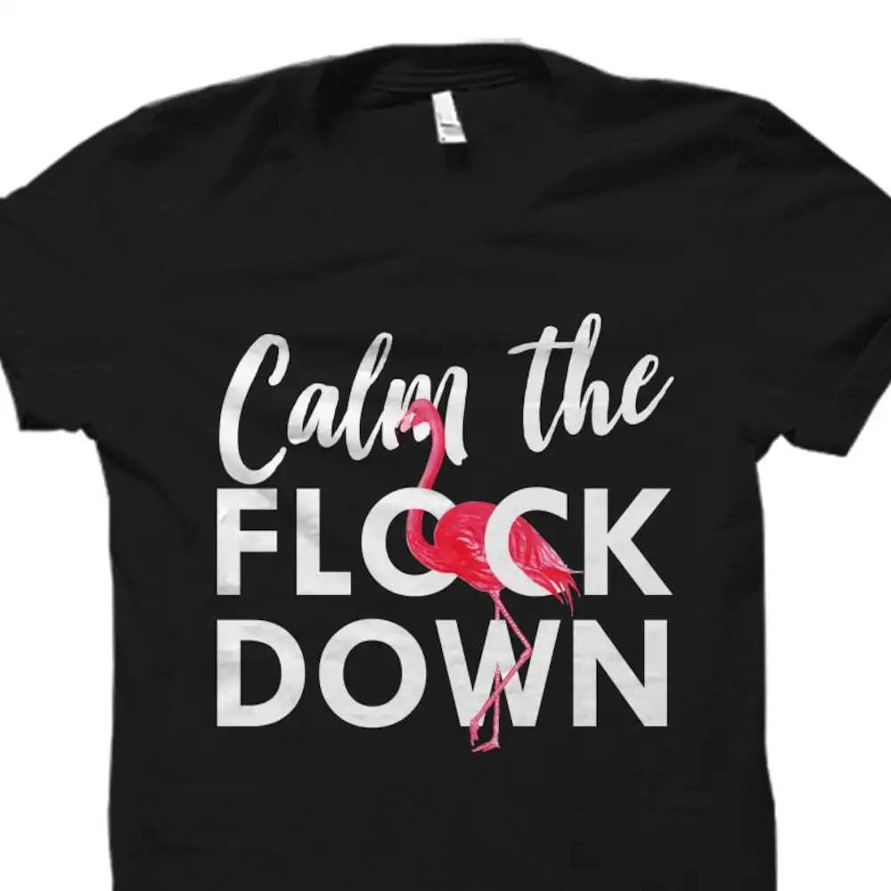 Flamingo T Shirt Decor Clothing Lover Calm The Flock Down Os1522