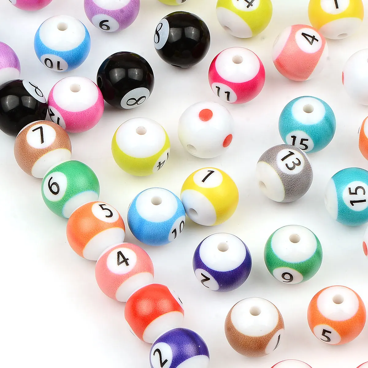 

16pcs 1.6cm Random Color Mix Billiard Ball Shape Round Acrylic Beads DIY Necklace Bracelet Earring Ornament Accessories