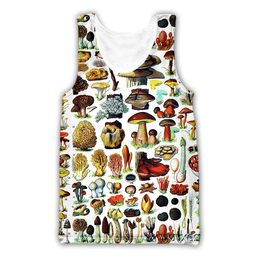 

Hot Selling Mushroom Art 3D Digital Printing Summer Thin Men's Tank Top Trendy T-shirt