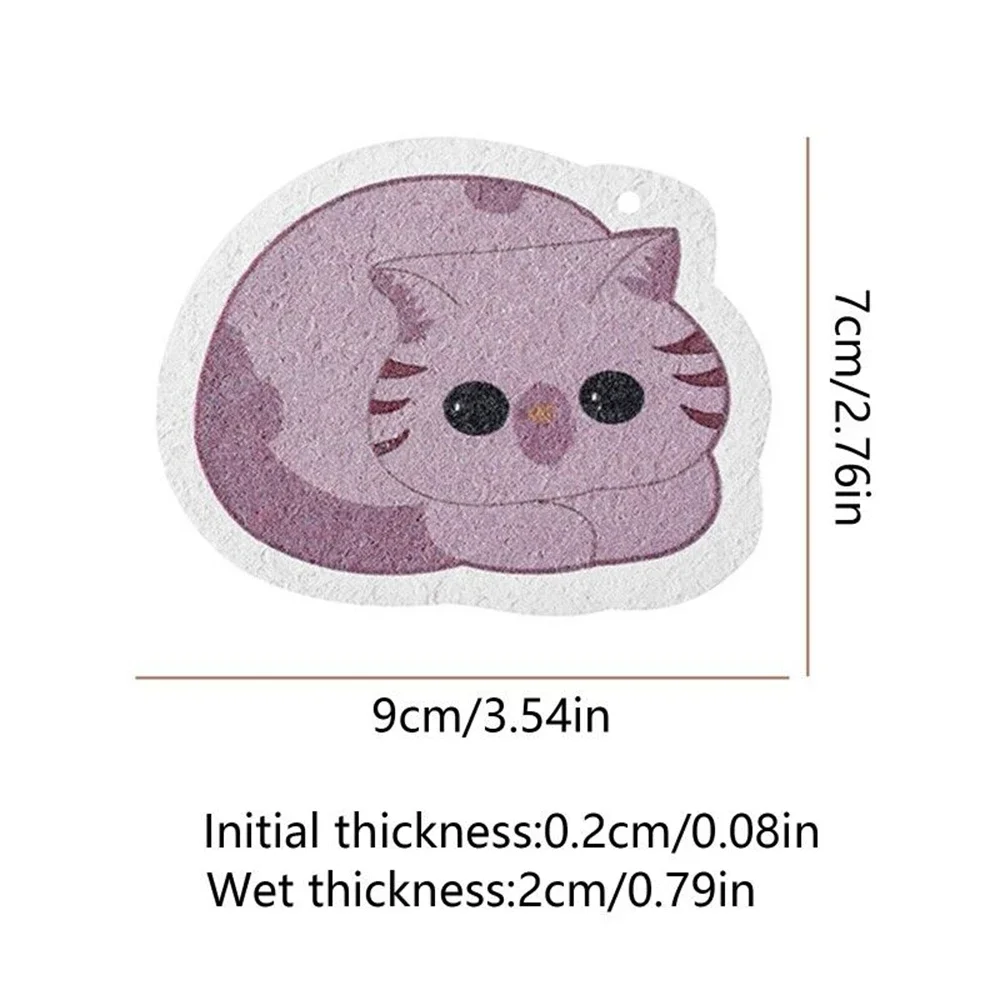 New Cute Cartoon Cat Dishwashing Sponge for Kitchen Bathroom Household Cleaning Tools Supplies Non-scratch Scrub Sponge