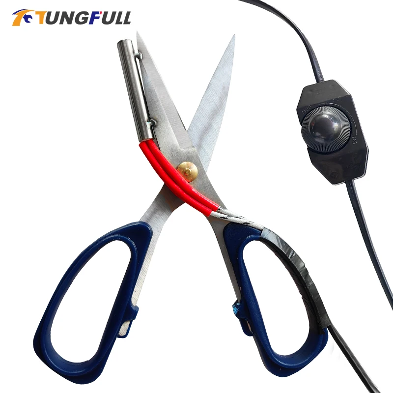 Tesoura Eletrotérmica de Temperatura Ajustável Aquecimento Tailor Shears Faca para Cortina de Roupas e Tecidos Não Tecidos 220v
