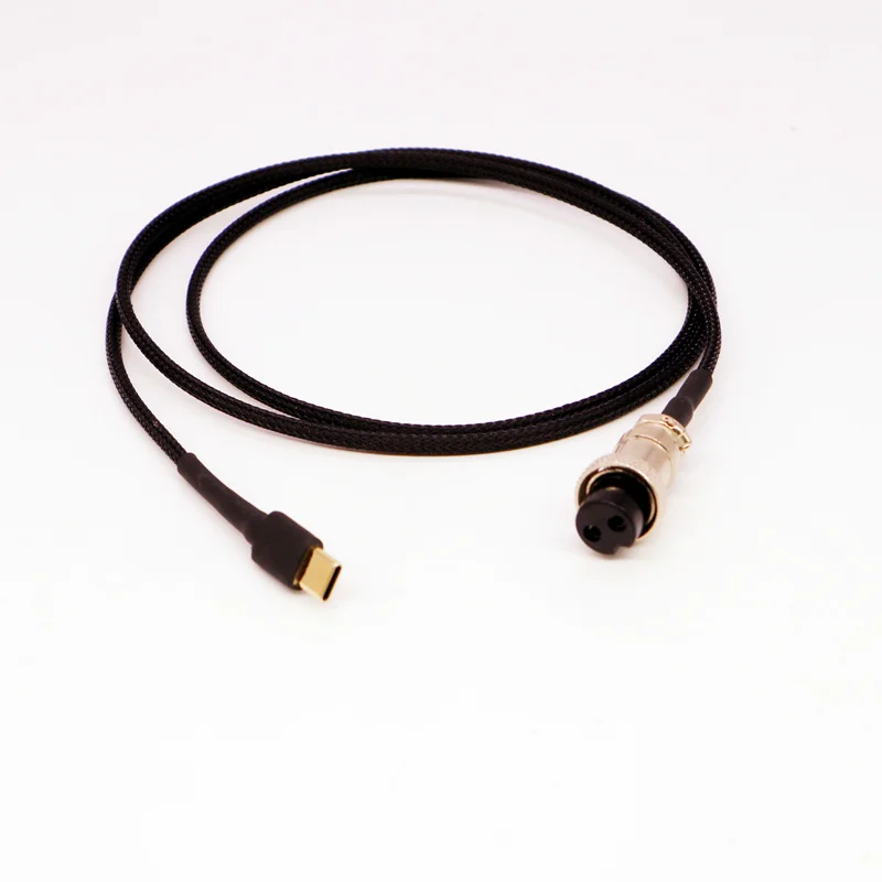 GX16-2 to USB Type-C DC cable Copper Upgrade linear power silver plated version