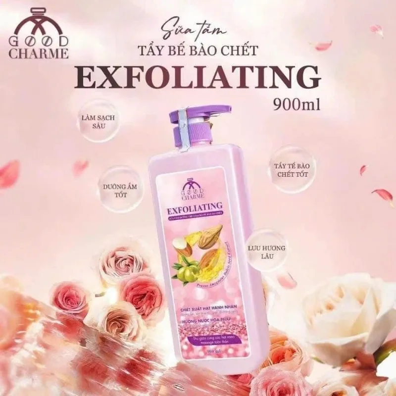 sua tam tay te bao chet EXFOLIATING Good charme Smooth & Glowing Body Shower Gel