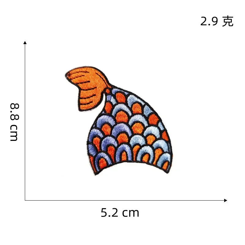 Colorful Mermaid Tail Embroidery Patch Fairy Fish Tail Badge Stick-on Appliques Cartoon Cloth Stickers for Girls T-shirt Bag DIY
