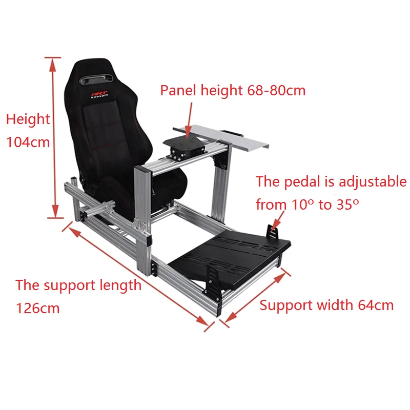 Custom Aluminum Profile 3090 Game Driving Simulator Steering Wheel Seat Bracket Simracing Chair Sim Rig DIY Sim Racing Cockpit