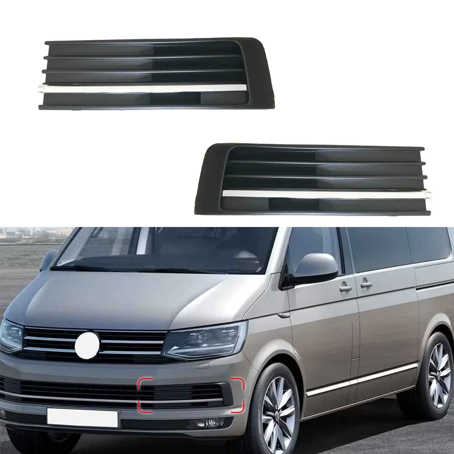 

Автоматический передний левый и правый бампер, противотуманная фара, гриль, рамка с хромом для VW Transporter Multivan Caravelle 2016, 2017, 2018, 2019