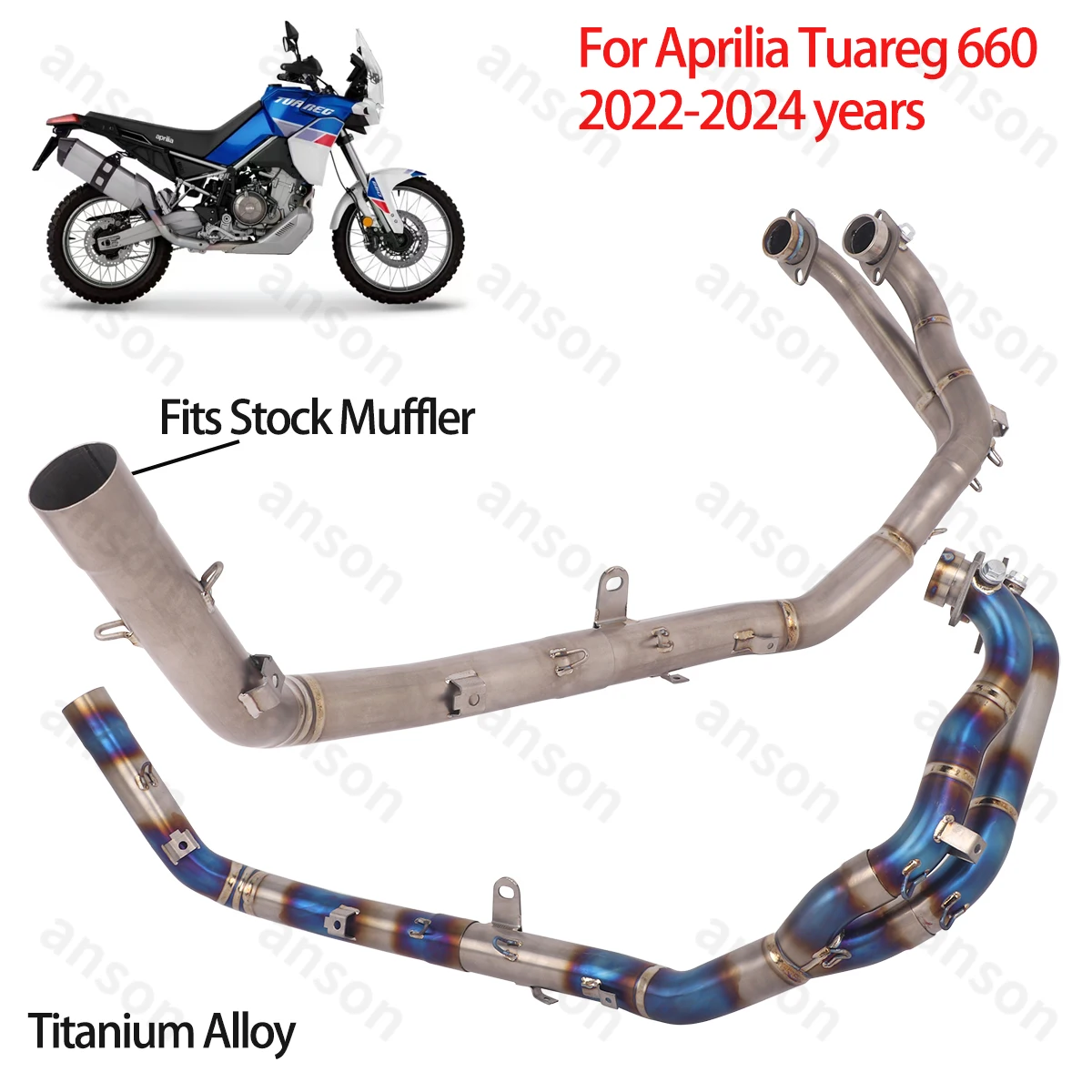 

Передняя труба выхлопной системы из титанового сплава для Aprilia Tuareg 660 2022 2023 2024, патрубок глушителя, подходит для оригинального глушителя